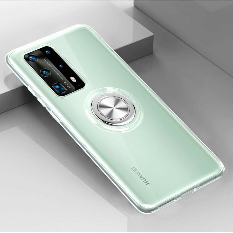 Capa De Celular Para Huawei P40 Anel De Metal Simples Transparente
