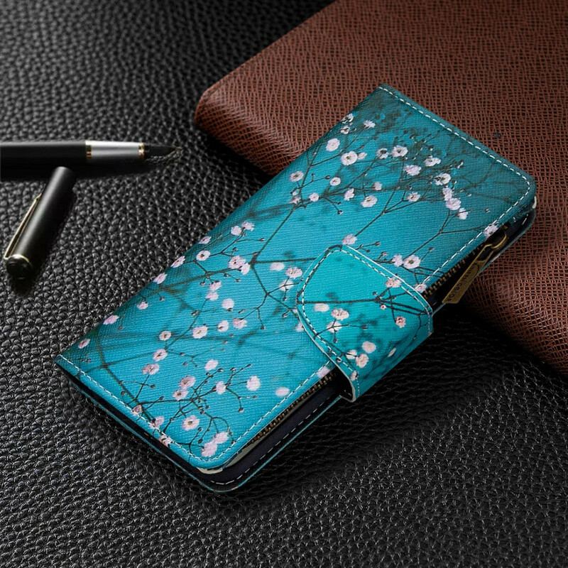 Capa De Couro Para Huawei P40 Bolso De Árvore Com Zíper