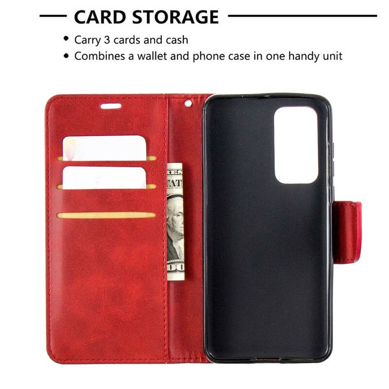 Capa Flip Para Huawei P40 De Couro Retalho Liso Oblíquo