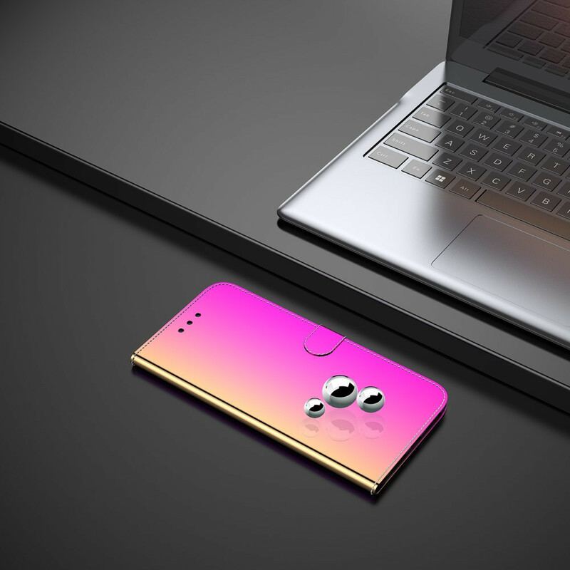 Capa Flip Para Huawei P40 Capa De Espelho De Couro Sintético