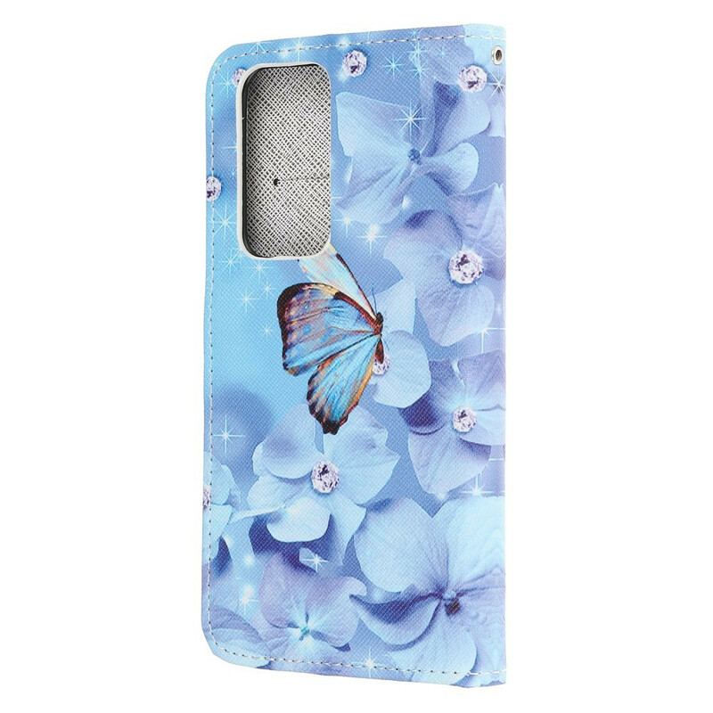Capa Folio Para Huawei P40 De Cordão Borboletas Strappy Diamond