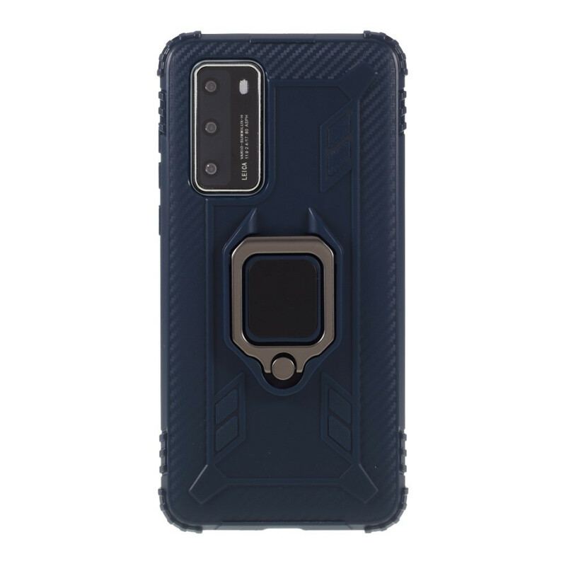 Capa Para Huawei P40 Anel E Fibra De Carbono