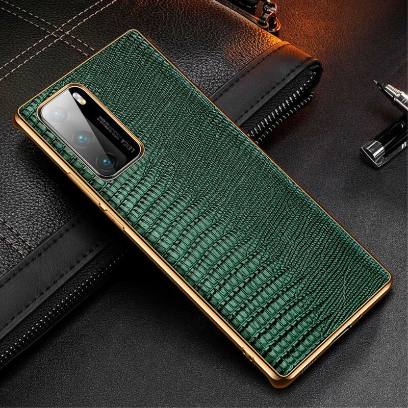 Capa Para Huawei P40 Couro Genuíno Com Textura De Lagarto