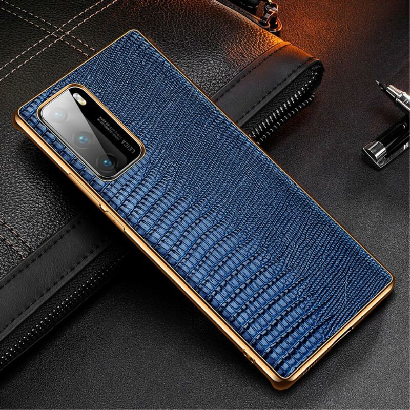 Capa Para Huawei P40 Couro Genuíno Com Textura De Lagarto
