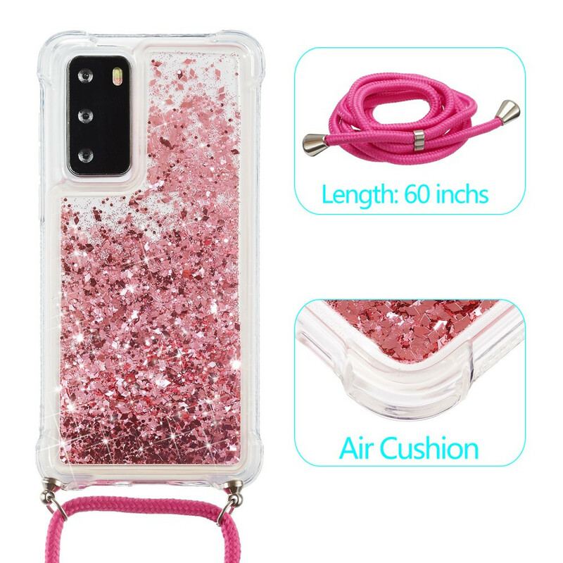 Capa Para Huawei P40 Lantejoulas Com Cordão