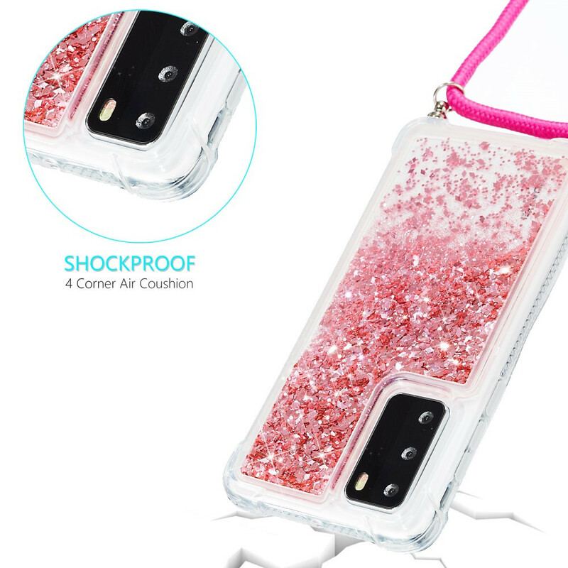 Capa Para Huawei P40 Lantejoulas Com Cordão