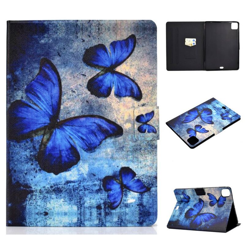 Capa Folio Para iPad Air (2022) (2020) Borboletas Azuis