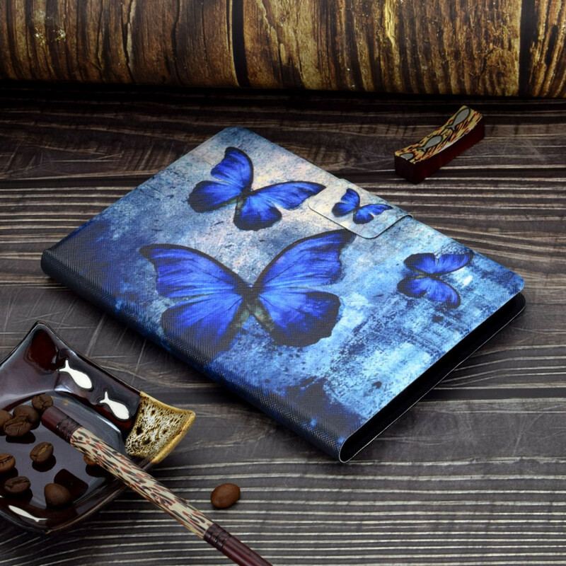 Capa Folio Para iPad Air (2022) (2020) Borboletas Azuis