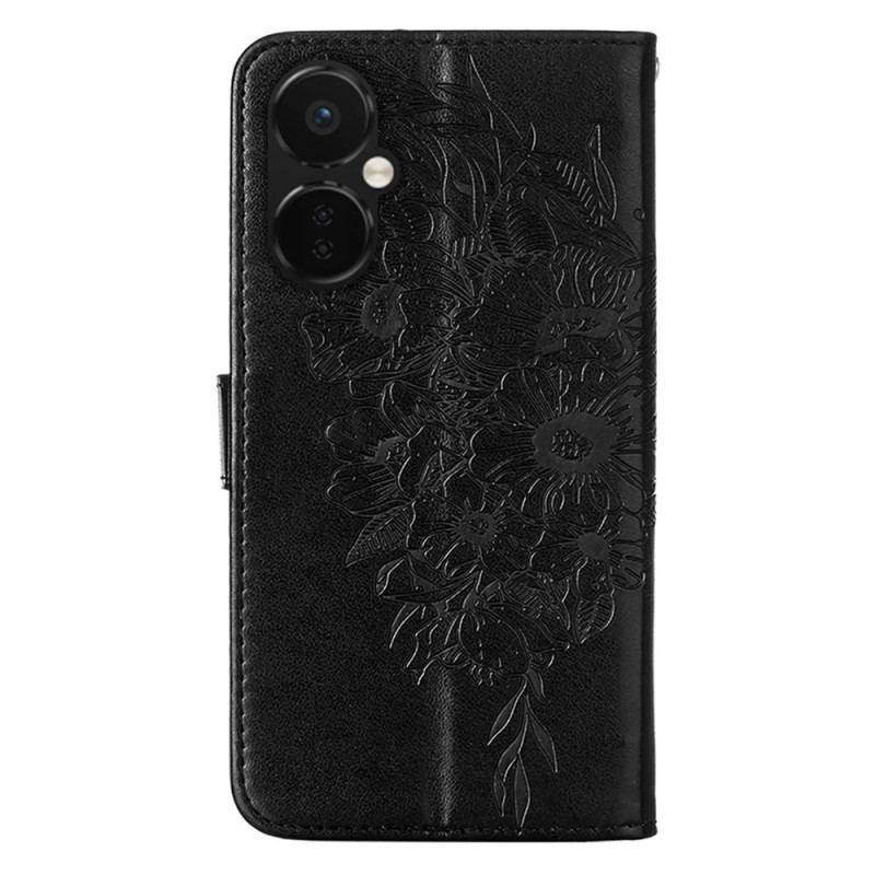 Capa De Couro Para OnePlus Nord CE 3 Lite 5G Borboleta Com Cordão