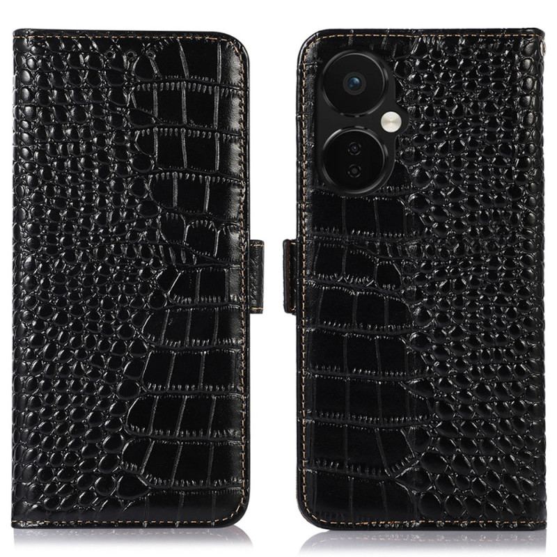 Capa Flip Para OnePlus Nord CE 3 Lite 5G Rfid Estilo Crocodilo