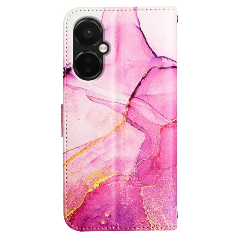 Capa Folio Para OnePlus Nord CE 3 Lite 5G Alça De Ombro De Mármore