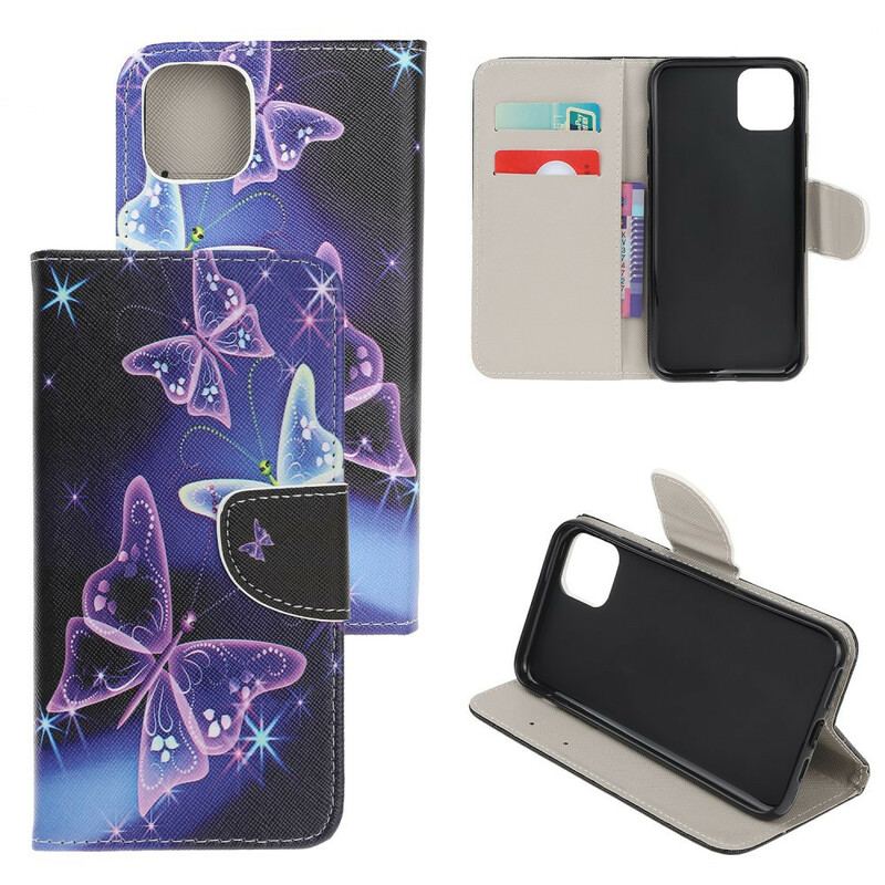 Capa Flip Para iPhone 12 Pro Max Borboleta Colorida