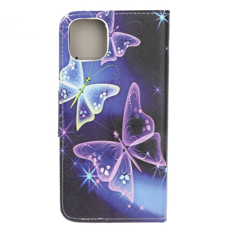 Capa Flip Para iPhone 12 Pro Max Borboleta Colorida