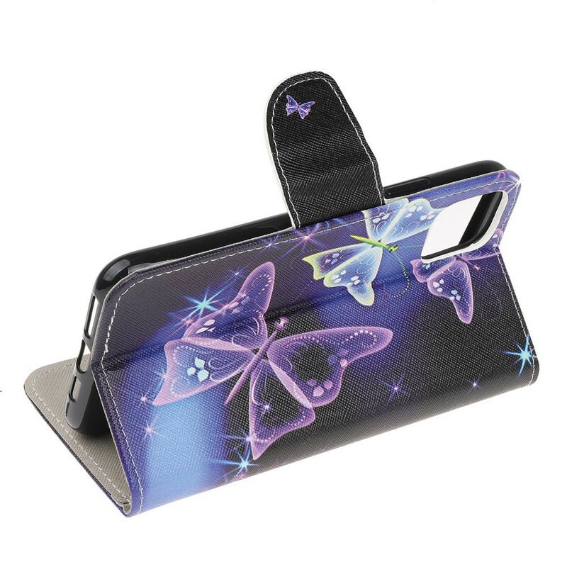 Capa Flip Para iPhone 12 Pro Max Borboleta Colorida