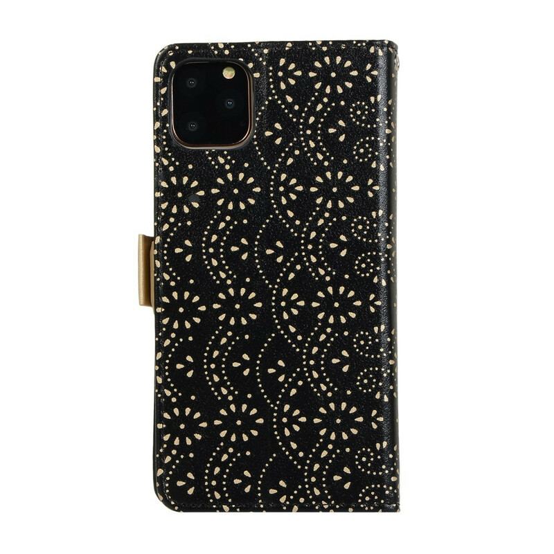 Capa Folio Para iPhone 12 Pro Max De Cordão Bolsa De Moedas Com Alça De Renda