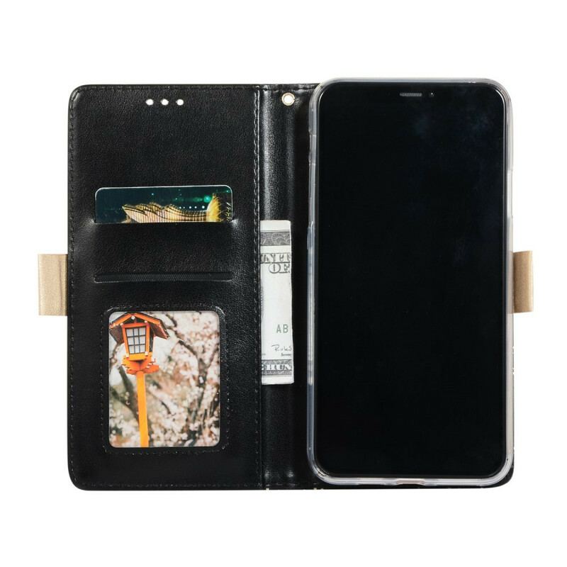 Capa Folio Para iPhone 12 Pro Max De Cordão Bolsa De Moedas Com Alça De Renda