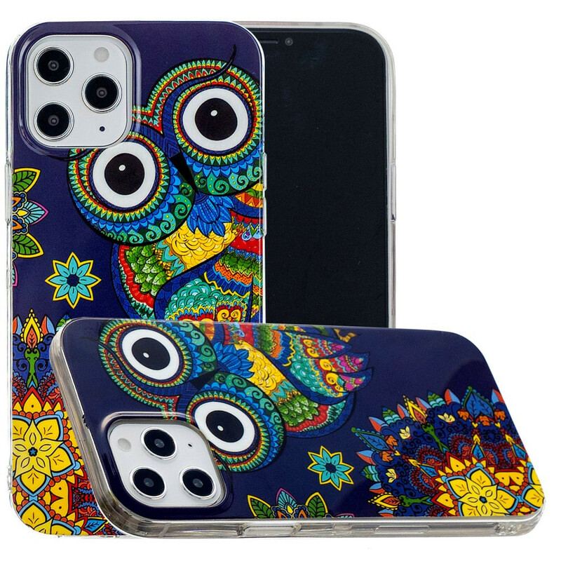 Capa Para iPhone 12 Pro Max Mandala Coruja Fluorescente