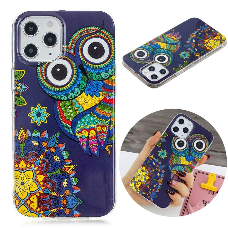 Capa Para iPhone 12 Pro Max Mandala Coruja Fluorescente