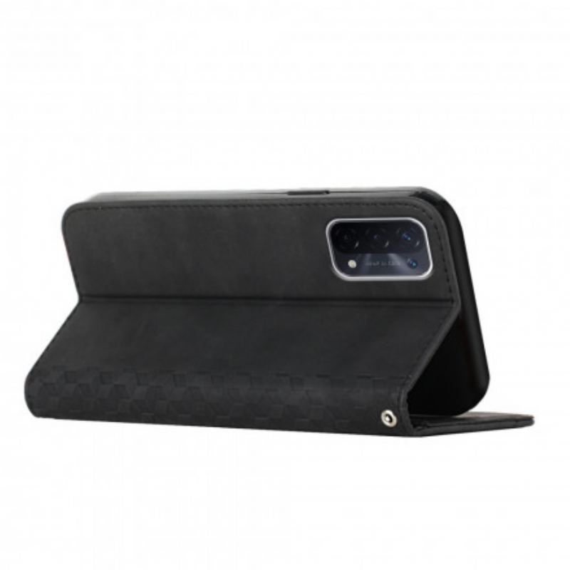 Capa De Celular Para Oppo A54 5G / A74 5G Flip Toque De Pele Estilo Cúbico