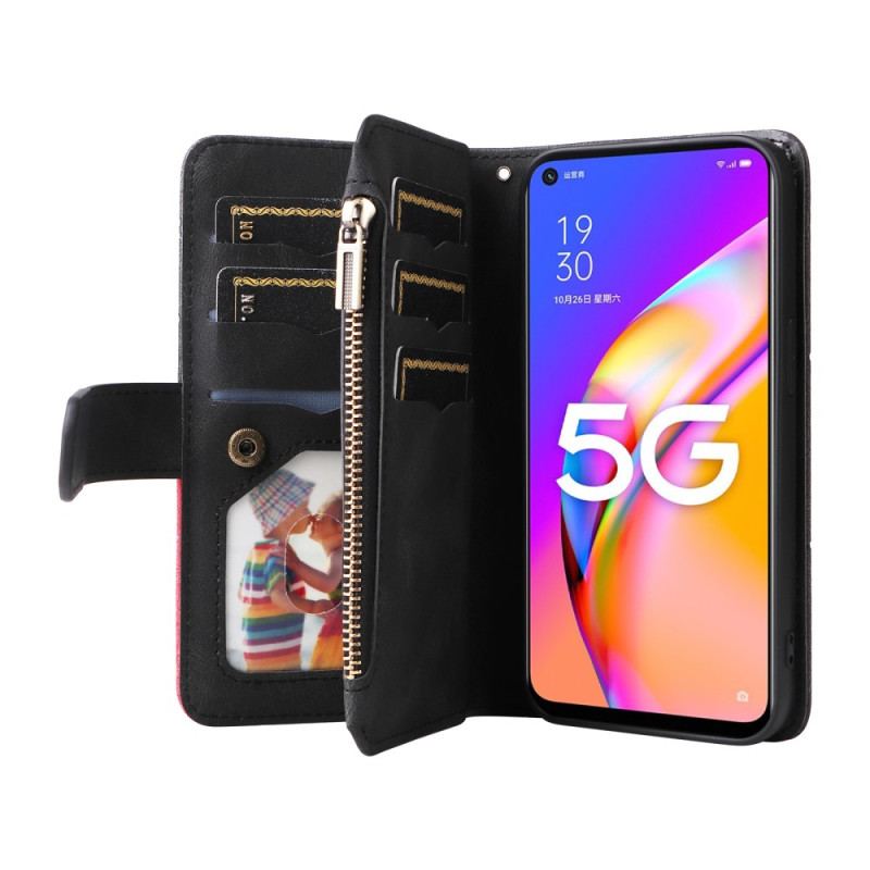 Capa De Couro Para Oppo A54 5G / A74 5G Bicolor Com Porta Moedas