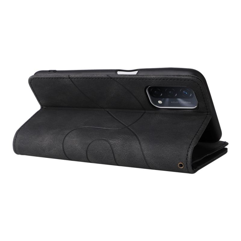 Capa De Couro Para Oppo A54 5G / A74 5G Bicolor Com Porta Moedas