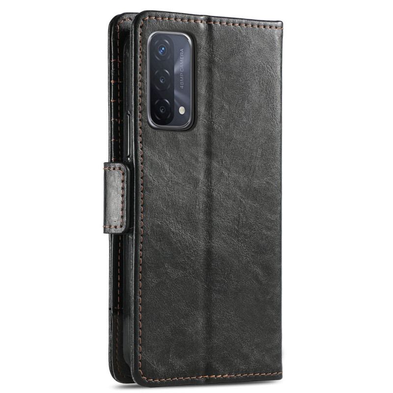 Capa Em Pele Para Oppo A54 5G / A74 5G Fecho Duplo Bicolor