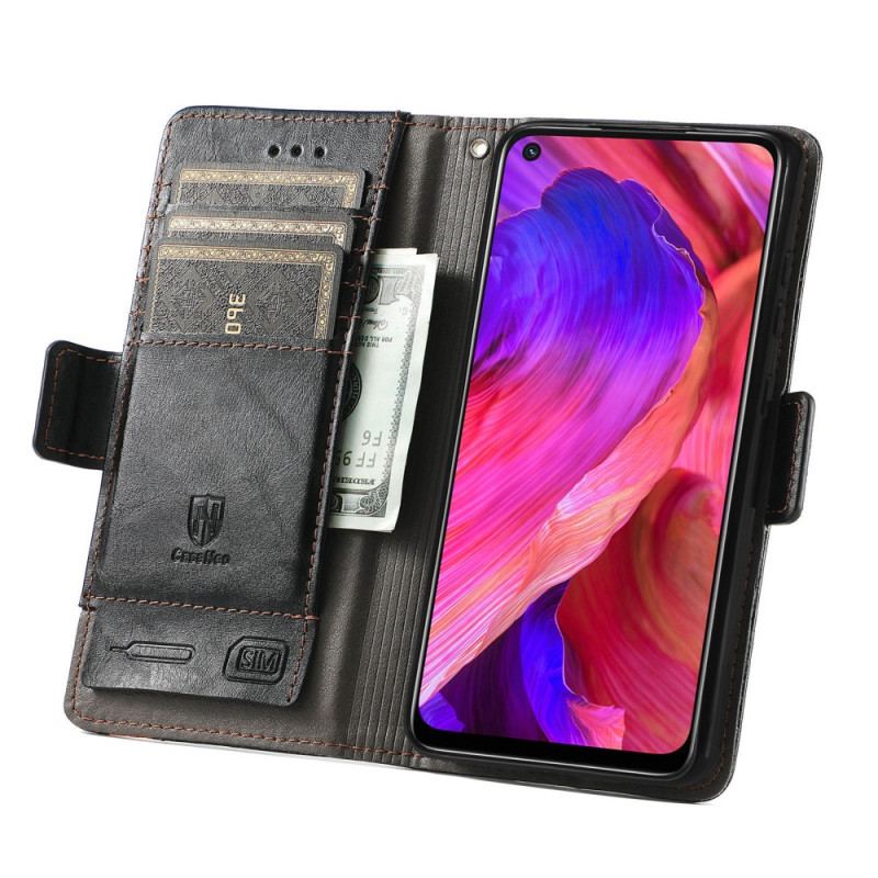 Capa Em Pele Para Oppo A54 5G / A74 5G Fecho Duplo Bicolor