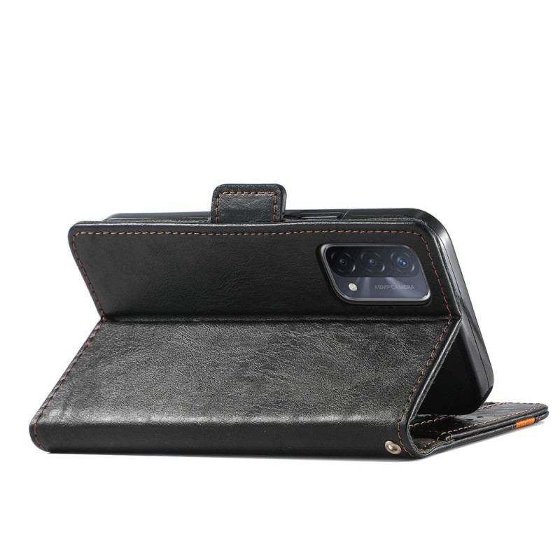 Capa Em Pele Para Oppo A54 5G / A74 5G Fecho Duplo Bicolor