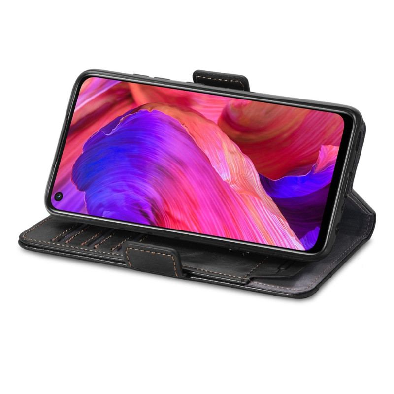 Capa Em Pele Para Oppo A54 5G / A74 5G Fecho Duplo Bicolor