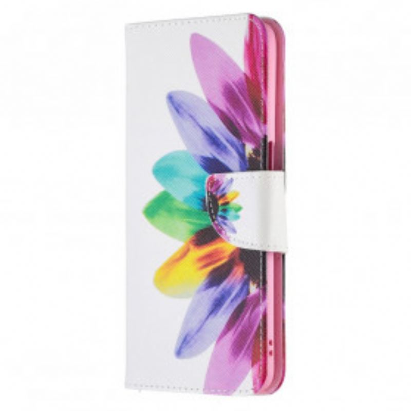 Capa Em Pele Para Oppo A54 5G / A74 5G Flor Aquarela