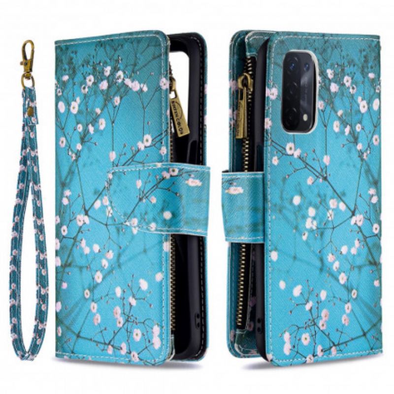 Capa Flip Para Oppo A54 5G / A74 5G Bolso De Árvore Com Zíper