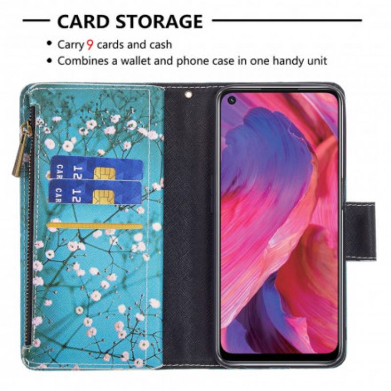 Capa Flip Para Oppo A54 5G / A74 5G Bolso De Árvore Com Zíper