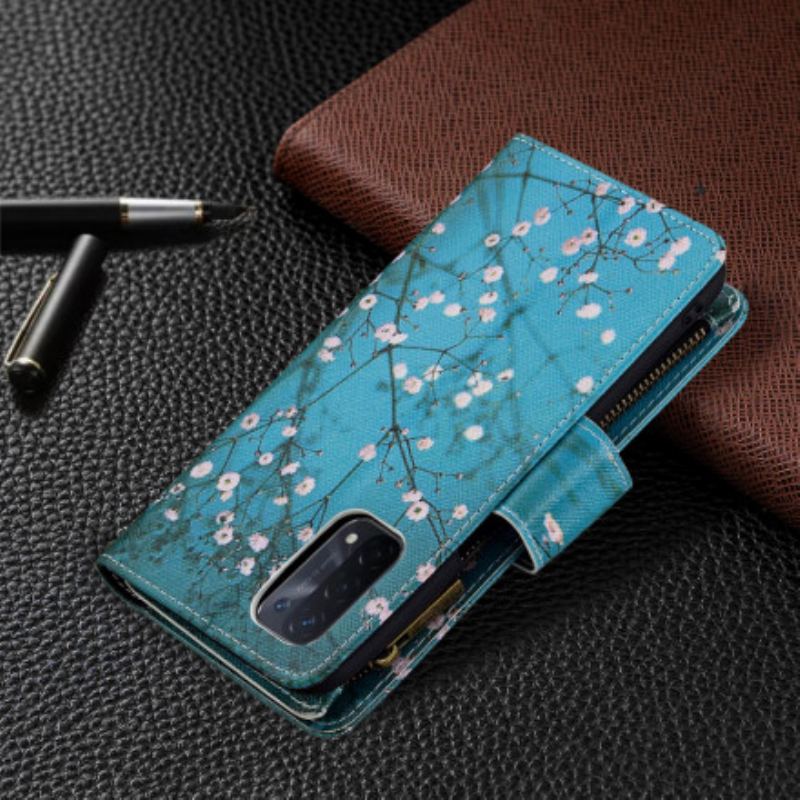 Capa Flip Para Oppo A54 5G / A74 5G Bolso De Árvore Com Zíper
