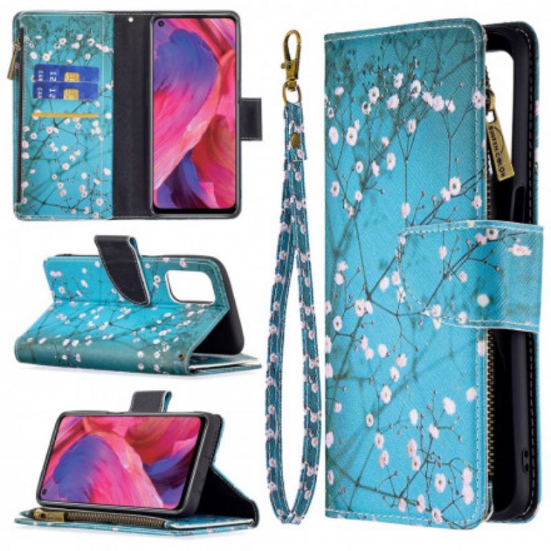 Capa Flip Para Oppo A54 5G / A74 5G Bolso De Árvore Com Zíper