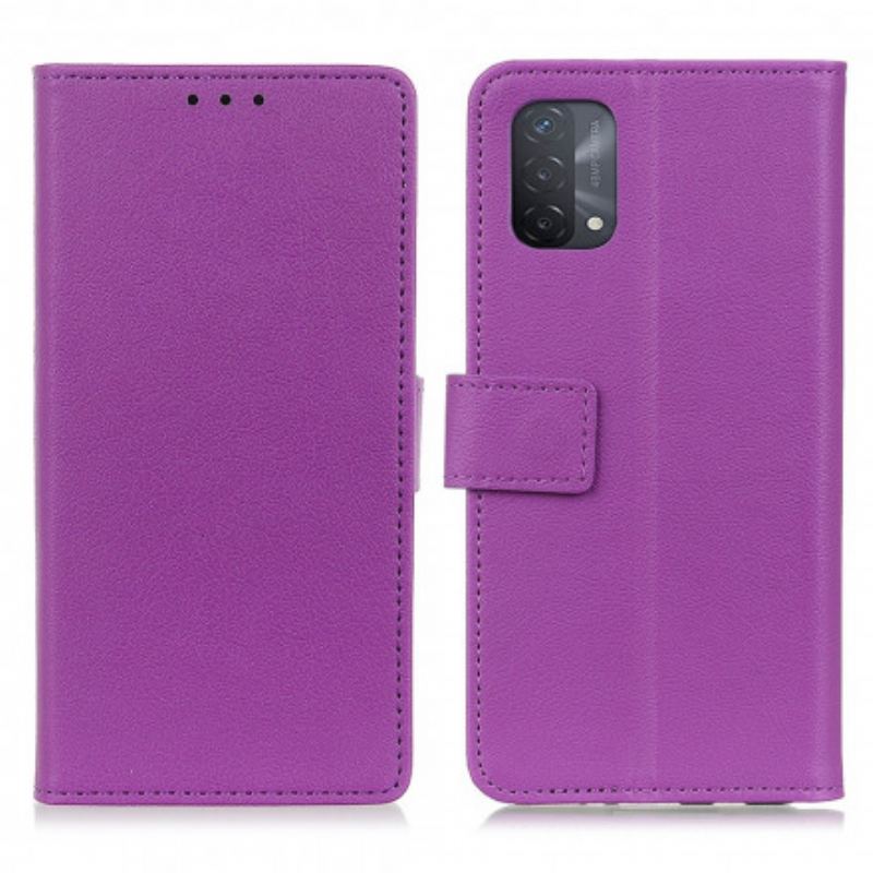 Capa Flip Para Oppo A54 5G / A74 5G Efeito Couro Brilhante Simples