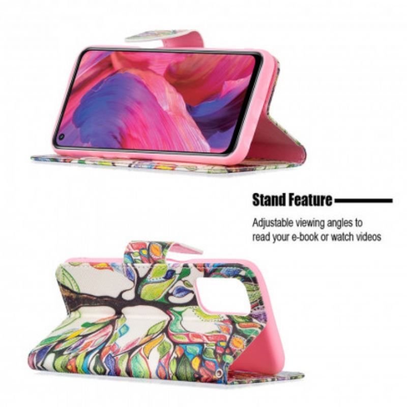 Capa Folio Para Oppo A54 5G / A74 5G Árvore Colorida