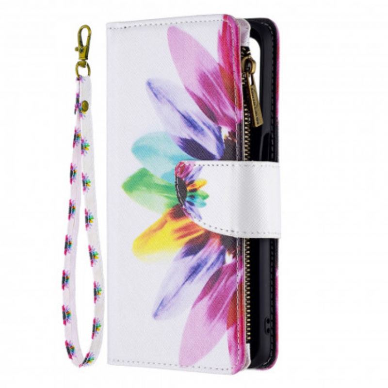 Capa Folio Para Oppo A54 5G / A74 5G Bolso Com Zíper Flor