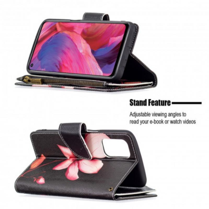 Capa Folio Para Oppo A54 5G / A74 5G Bolso Com Zíper Flor