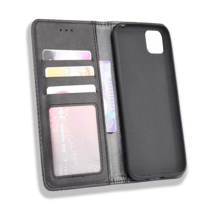 Capa De Celular Para Huawei Y5p Flip Efeito Couro Vintage Estilizado