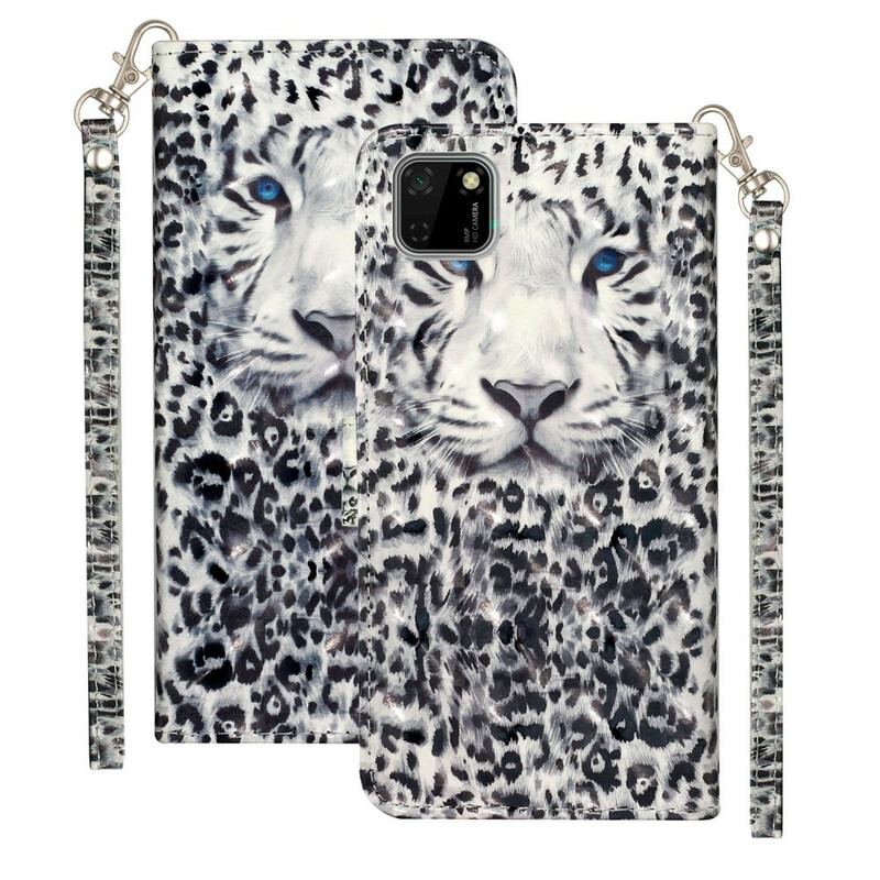 Capa De Couro Para Huawei Y5p De Cordão Holofotes De Alça De Luz Tigre