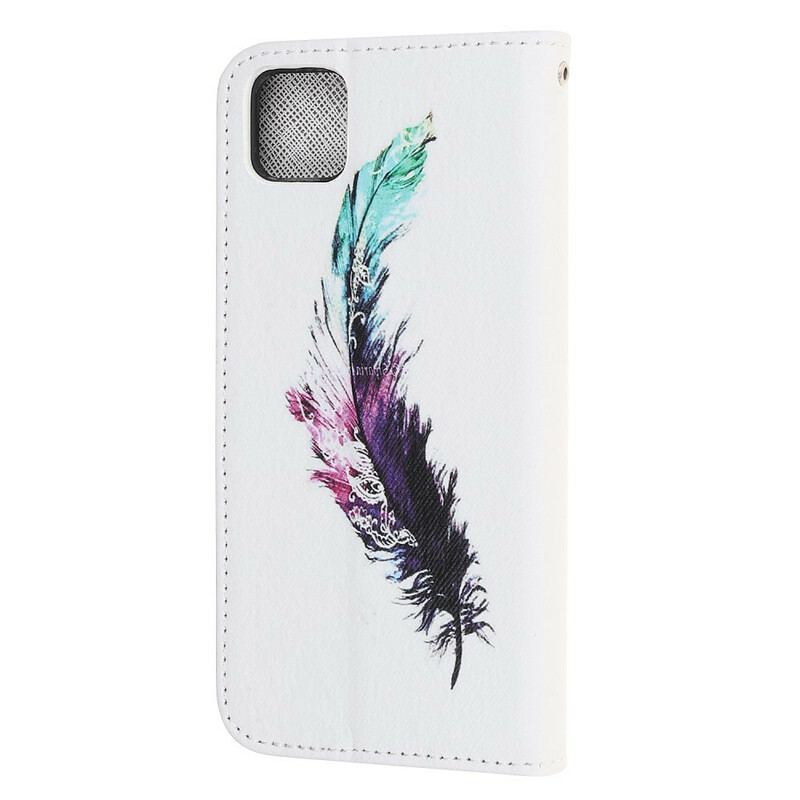 Capa De Couro Para Huawei Y5p De Cordão Pena Com Cordão