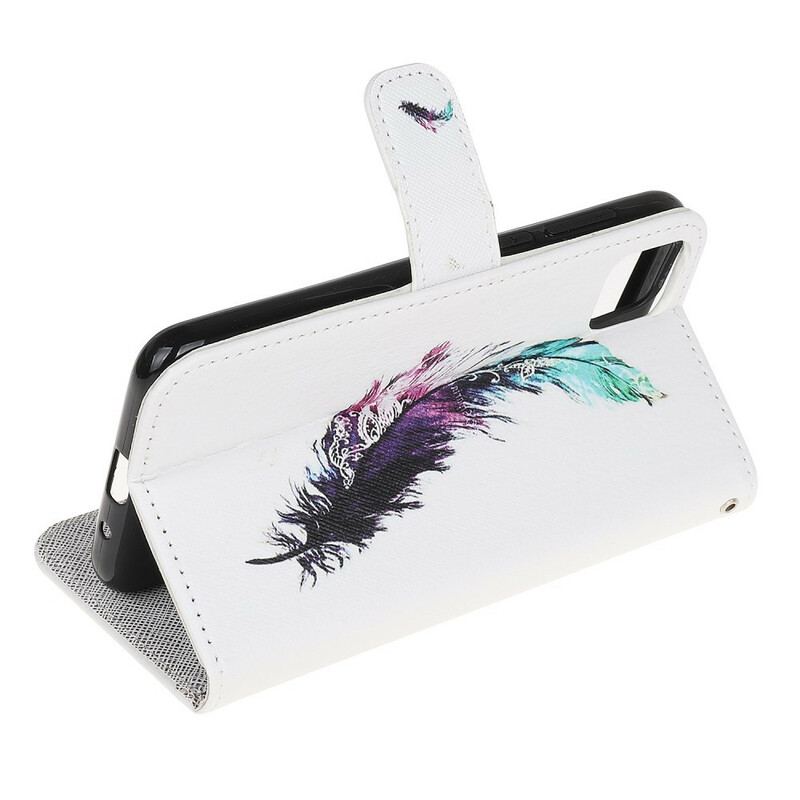 Capa De Couro Para Huawei Y5p De Cordão Pena Com Cordão