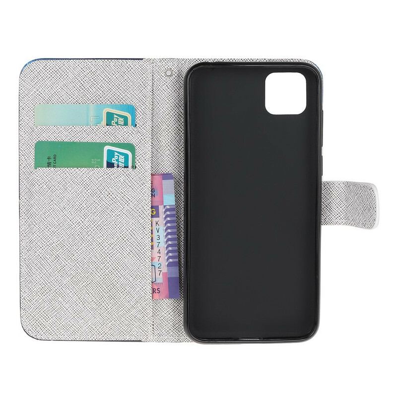 Capa De Couro Para Huawei Y5p De Cordão Pena Com Cordão
