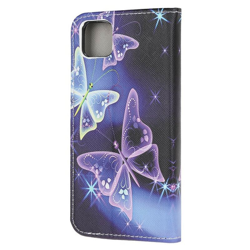 Capa Em Pele Para Huawei Y5p Borboletas E Flores 2