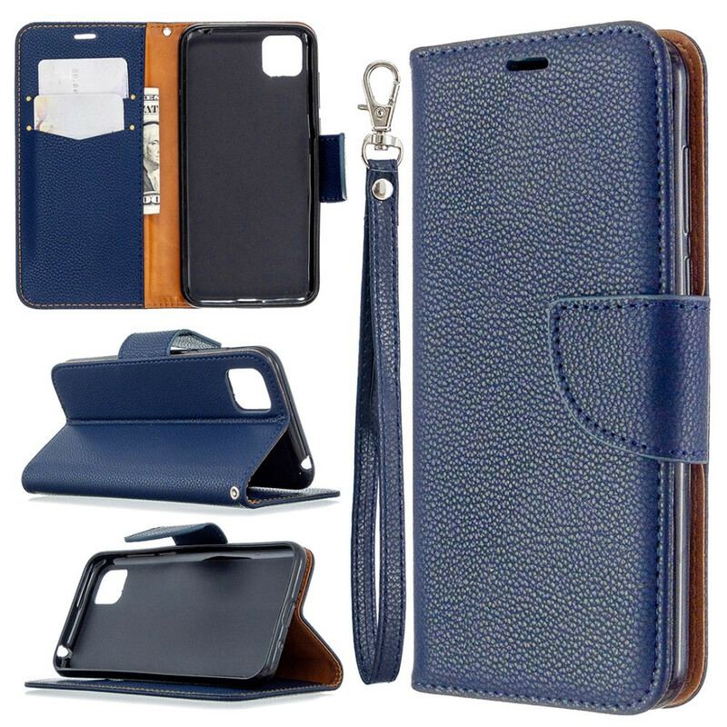 Capa Flip Para Huawei Y5p De Couro Lichia Rabat Oblíqua
