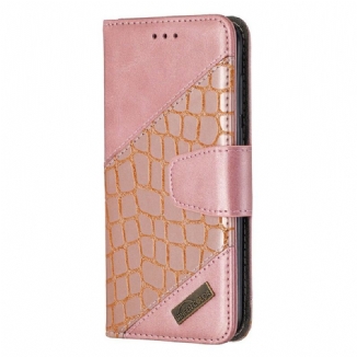 Capa Flip Para Huawei Y5p Efeito Clássico De Pele De Crocodilo
