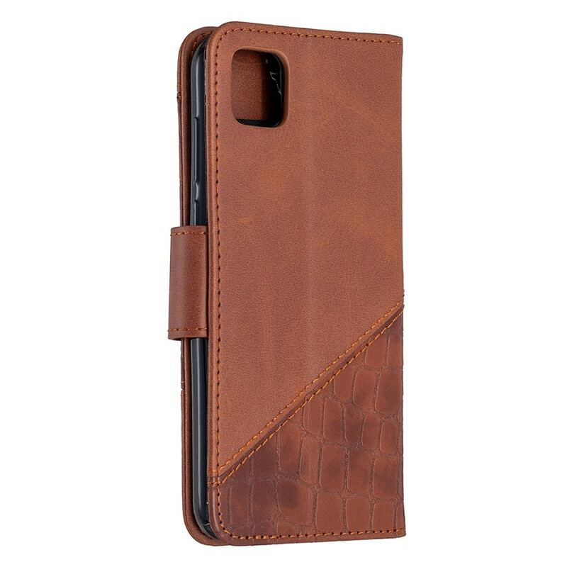 Capa Flip Para Huawei Y5p Efeito Clássico De Pele De Crocodilo