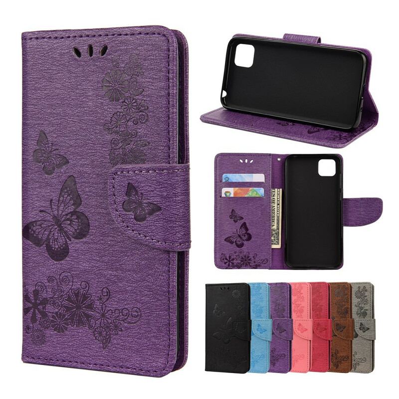 Capa Folio Para Huawei Y5p Apenas Borboletas Com Cordão