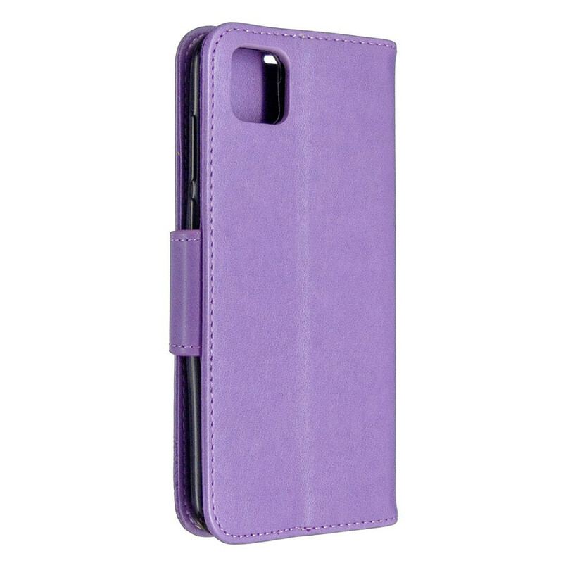 Capa Folio Para Huawei Y5p Flip Borboletas E Aba Oblíqua