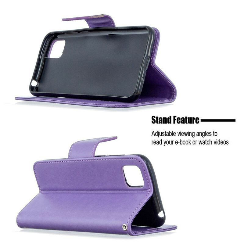 Capa Folio Para Huawei Y5p Flip Borboletas E Aba Oblíqua